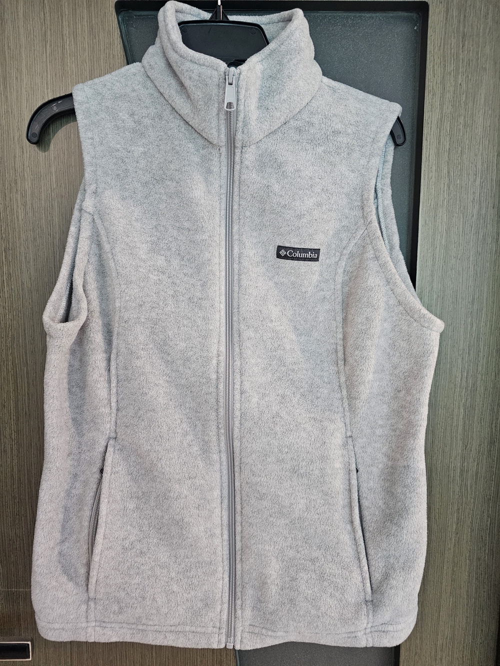 Columbia Womens Light Gray Fleece Vest - Sleeveless Zip Front Size L